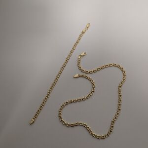 750 Italy Gold Plated Chain Necklace and Bracelet Set